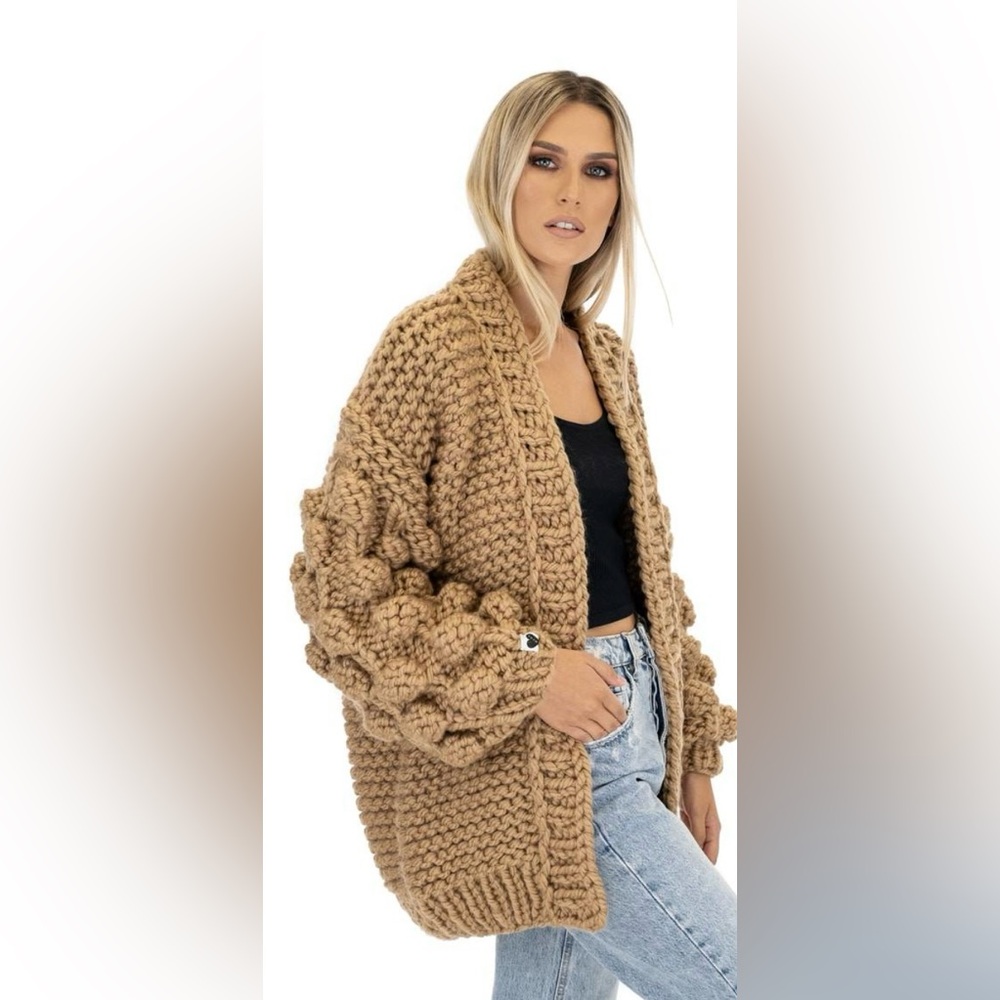 Chicwish Oversized Caramel Knit Sweater Cardigan